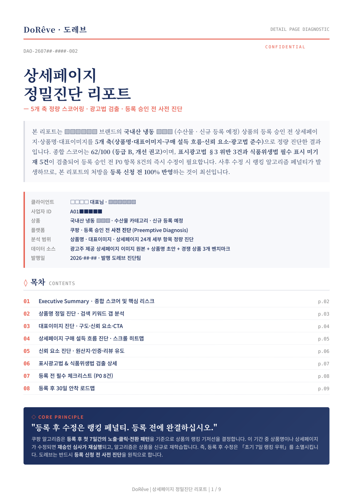 상세페이지 진단 리포트 표지